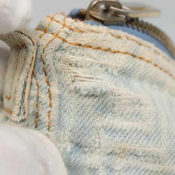 FENDI Zucca Canvas Shoulder Bag Denim Light Blue Gold Auth 140817 - Picture 10 of 16